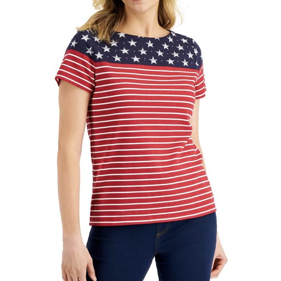 NWT Karen Scott Stars & Stripes Flag Tee – Size 2X | Patriotic Top - Picture 1 of 8